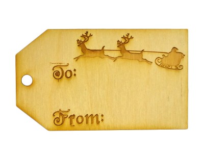 4-1/4'' Christmas / Holiday Gift Tags  w/ Santa's Sleigh engraving (Lot of 5)