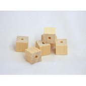 1'' Wooden Blocks & Cubes w/ 3/16'' Drilled Thru Hole - 10 pieces